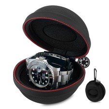 Watch Travel Case Waterproof Single Slot Portable Organizer Black Nylon