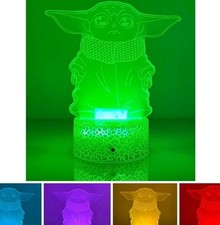New- 3D Star Wars Night Light Grogu Lamp w Remote Baby Yoda