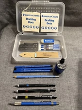 Staedtler Drafting Set Extras 18 Pcs Case Mechanical Pencils 03,05,07 Mars 780