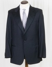 MINT Ermenegildo Zegna 1 BTN Peak Lapel Black Tuxedo Dinner SUIT Trim 42 L