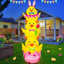 7.1FT Easter Inflatable Outdoor Decoration Inflatable Three Chicks, Built in ...