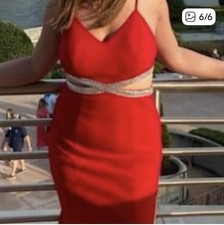 David's Bridal Full Length Gown Apple Red, Size 8 Wore To Prom Once