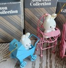 Vtg Lot Of  4 Flocked Bunny With METAL Easter Tree Ornaments In Boxes  Avon — photo 2
