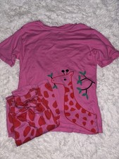 Family Feeling Girls Sz. 14 Pink / Red Giraffe 2 Pc. Pj Set. Cute, Com