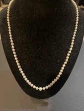 Vintage Mikimoto 14k Yellow Gold Graduated Knotted Akoya Pearl Necklace