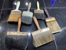 Lot huile teinture pinceau vintage manche bois/plastique