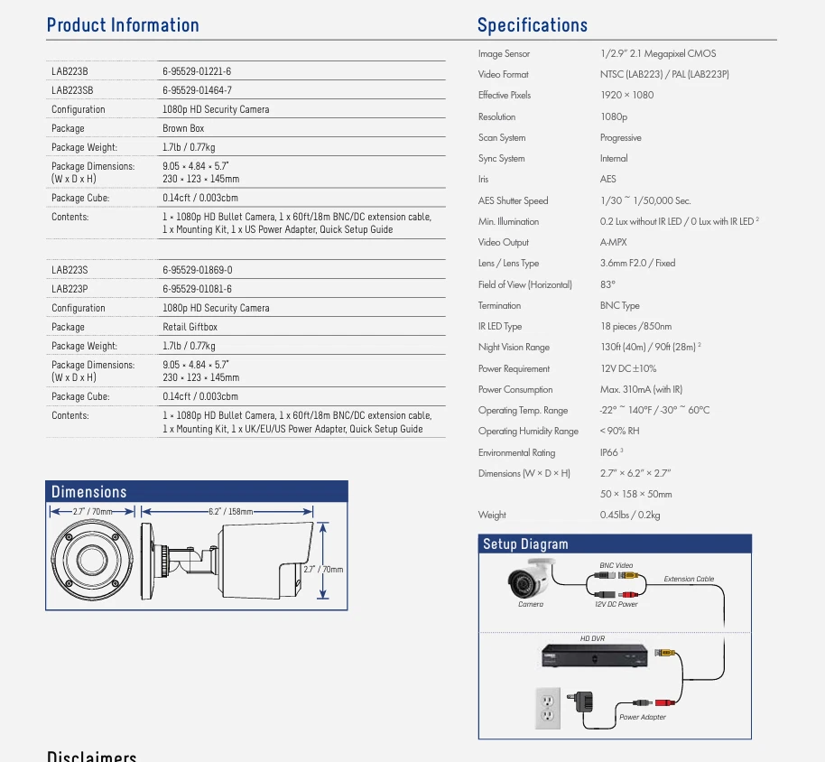 Lorex LAB223T-C 1080p Security Camera Indoor/Outdoor Night Vision - Image 4 of 4