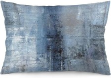 Blue and Grey Abstract Art Painting Throw Pillow Cover Queen Size Blue Grey