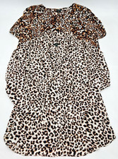 (2) TALBOTS LEOPARD PRINT SHIRTS BUTTON UP & PULLOVER SZ LP 100% POLY BLOUSES