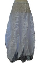 Organza and Satin Scrunched Style Skirt. Petal Skirt. White. M.