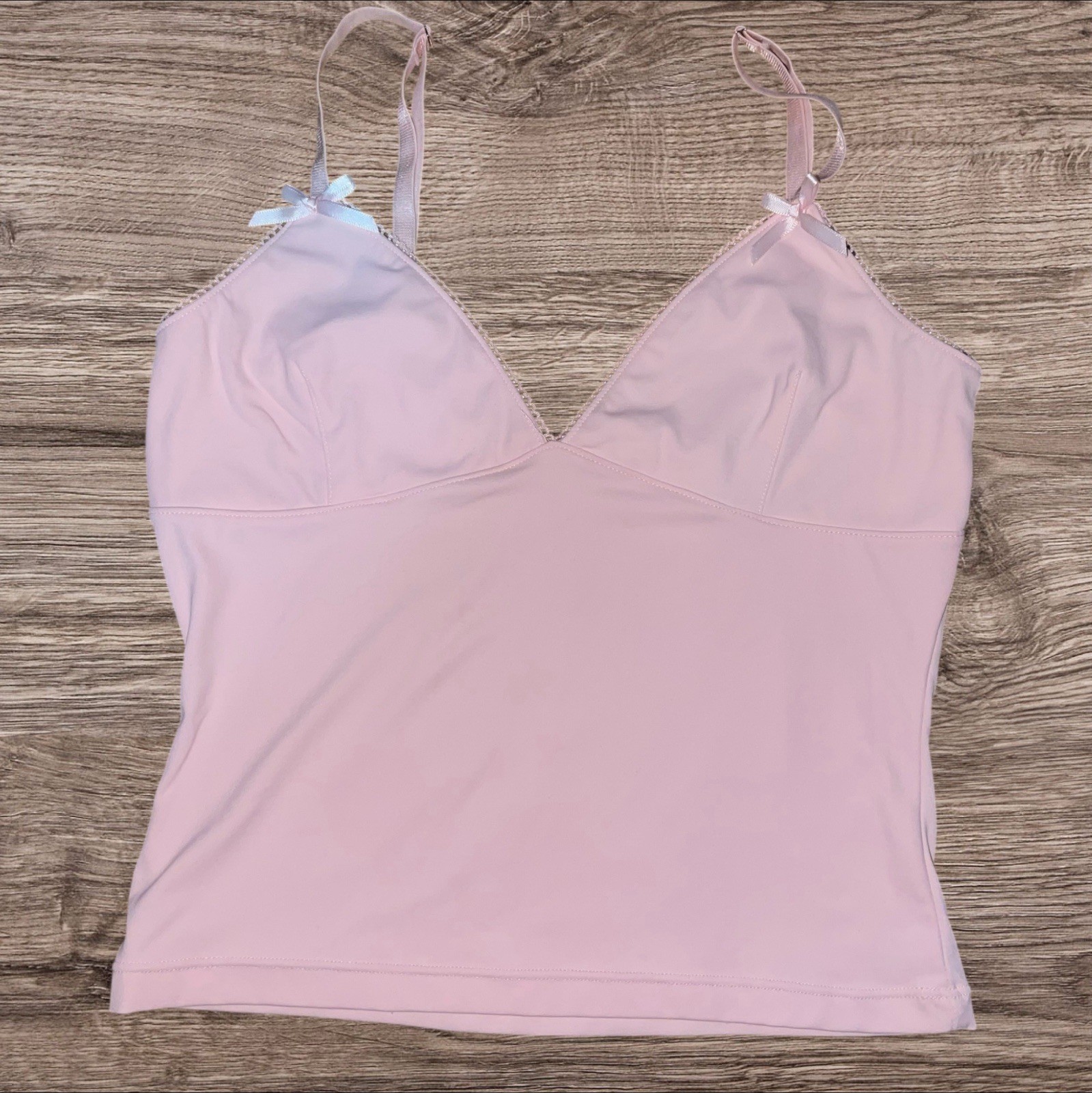 Pacsun Light Pink Camisole Tank Adjustable Straps V-Neck Bow Detail Size Small