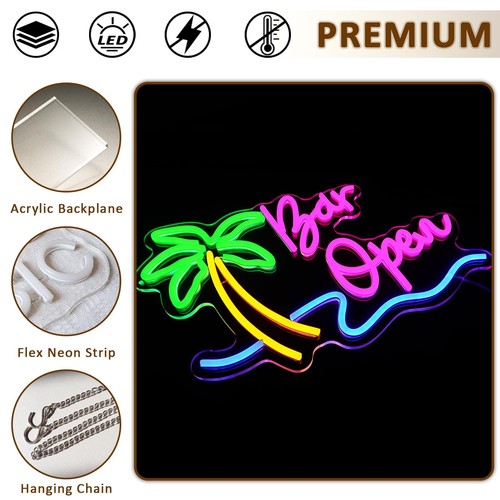 Bar Open Sign for Business, Neon Open Sign, USB Dimmable Palm Tree Neon Light... - Picture 6 of 7
