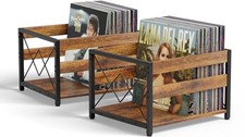 2 Packs Vinyl Record Storage Crate, Cube Brown Black 2 Pack Retro Brown