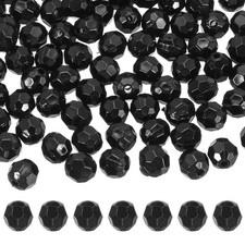 400 Pcs Acrylic Round Faceted Beads 8mm Loose Bead, Black