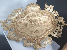 Antique 19th Century French Rococo Bronze Centerpiece, Tazza, Cherub Angels