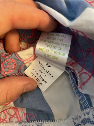 Lilly Pulitzer girls Sundress embroidered turtles stripes 8 Blue Pink White - Picture 6 of 7