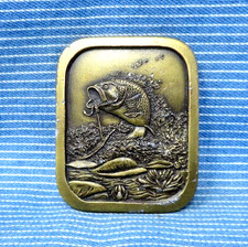Fishermans Bass Fishing Belt Buckle Sportsman Vtg 70s Indiana Metal Craft.TYC928