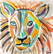 14 X 14 Expressionism Handmade Signed Colorful Abstract On Canvas Chm Original