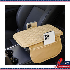 Universal Microfiber Leather Car Armrest Cover Storage Center Consocolor Beige