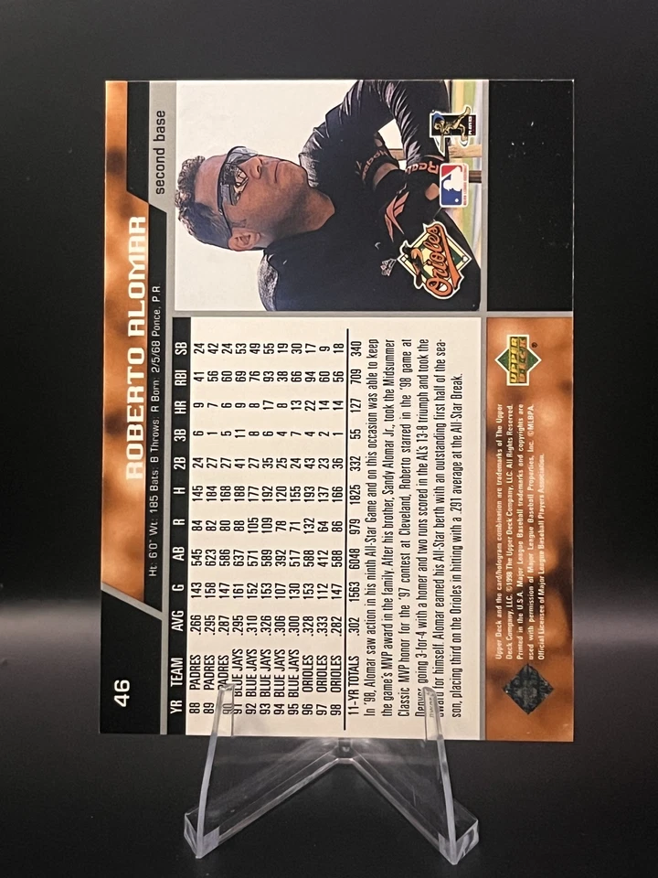 1999 Upper Deck #46 Roberto Alomar Exclusives Bronze Baltimore Orioles - Image 2 of 2
