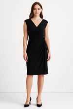 Lauren Ralph Lauren Womens Dress Stretch Jersey Ruched Knotted Black Size 6