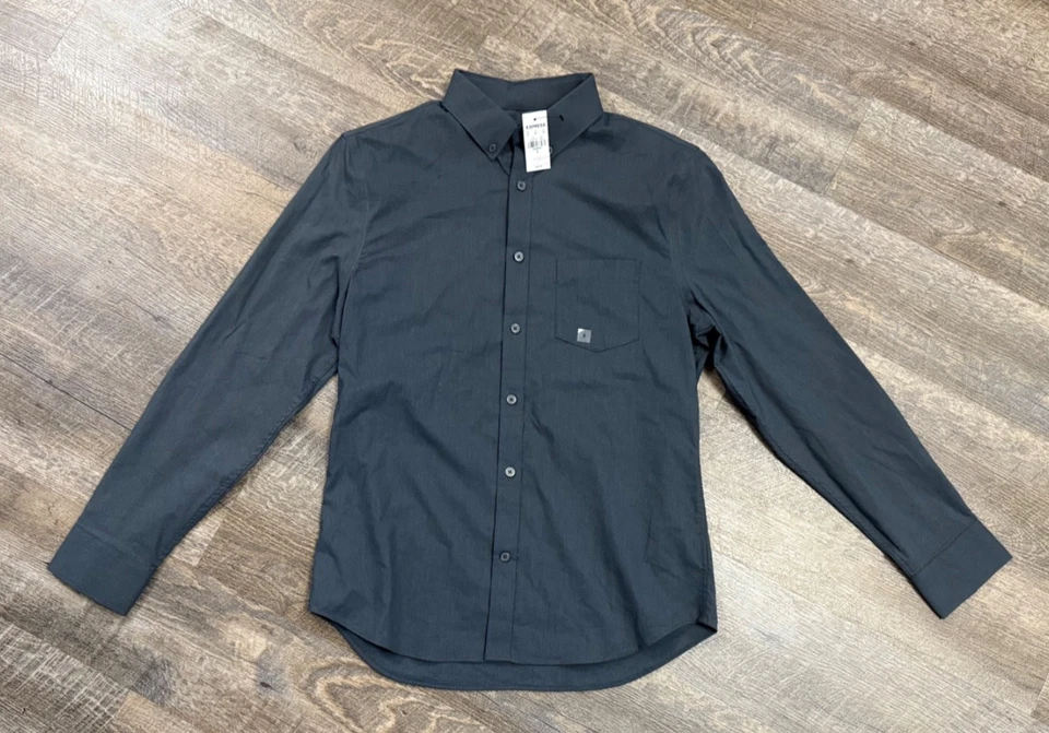 Camisa Express Para Hombre Manga Larga Abotonada Gris Oscuro Talla S Nueva Con Etiquetas Precio de venta sugerido por el fabricante 70 Foto 2 de 4