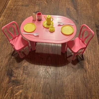 1994 Lucky Co. Doll Furniture Includes 2 Tables 3 Chairs Umbrella & Some Dishes