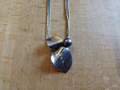 Wunderschöne Silberkette 925 Sterling Blätter, wohl Handgenmacht.