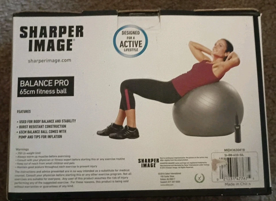 Pelota de fitness Sharper Image Balance Pro 65 cm con bomba, nueva en caja Foto 2 de 4