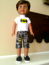 Bryant Wellie Wishers Doll Clothes Bat Super Hero Shorts Top 14.5"
