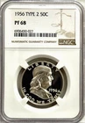 1956 PROOF FRANKLIN HALF NGC PR68, LIGHT CAMEO OBVERSE