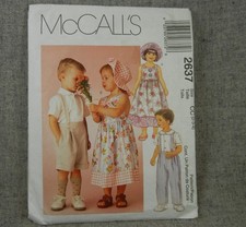 McCalls 2637 Boys Girls Dress Pants Shorts Shirt Hat Suspenders size 2-4 Uncut