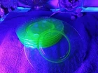 Set of 7 Thumb Print Design Uranium Depression Green Glass Luncheon Plates 8"