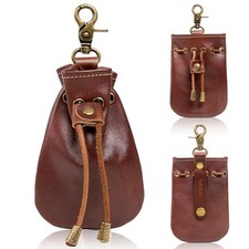 Vintage Medieval Drawstring Belt Pouch, FULL-GRAIN Leather, handmade, small