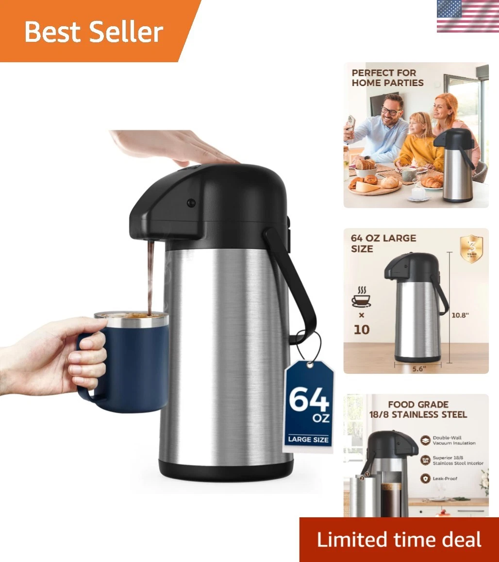 24-Hour Hot & 36-Hour Cold Large Coffee Thermos - 64OZ with User-Friendly Design