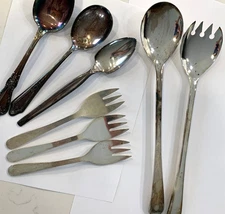 Vintage Lot Of 8 Misc. Silver Plate Flatware Most Likely Pre 1940’s, View Photos