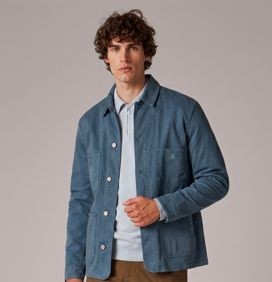 PAUL SMITH Chore Jacket Mens Large Blue Button Up Utility Pockets