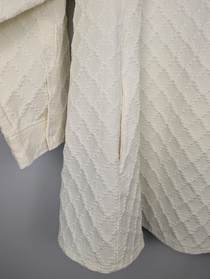 Top túnica para mujer blanco acolchado con textura de diamante XL boutique boho chic costero  Foto 4 de 4