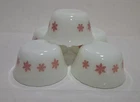 VINTAGE 1960s 5 RIGOPAL HORNO PYREX PINK SNOWFLAKE CUSTARD CUPS ARGENTINA