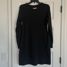 Everlane Ribbed Mini Dress in Black Size M Pullover Long Sleeve Organic Cotton
