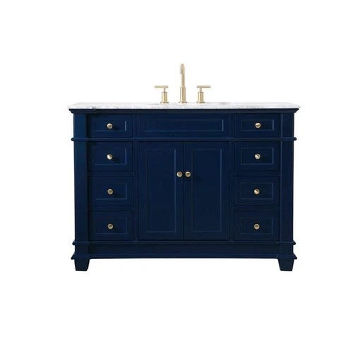 Elegant Decor Wesley 48" Steel and Solid Wood Single Bathroom Vanity Set in Blue - Picture 3 of 8