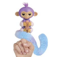 Fingerlings Snuggle Tails - Interactive Purple Monkey Coco , with fluffy tail,