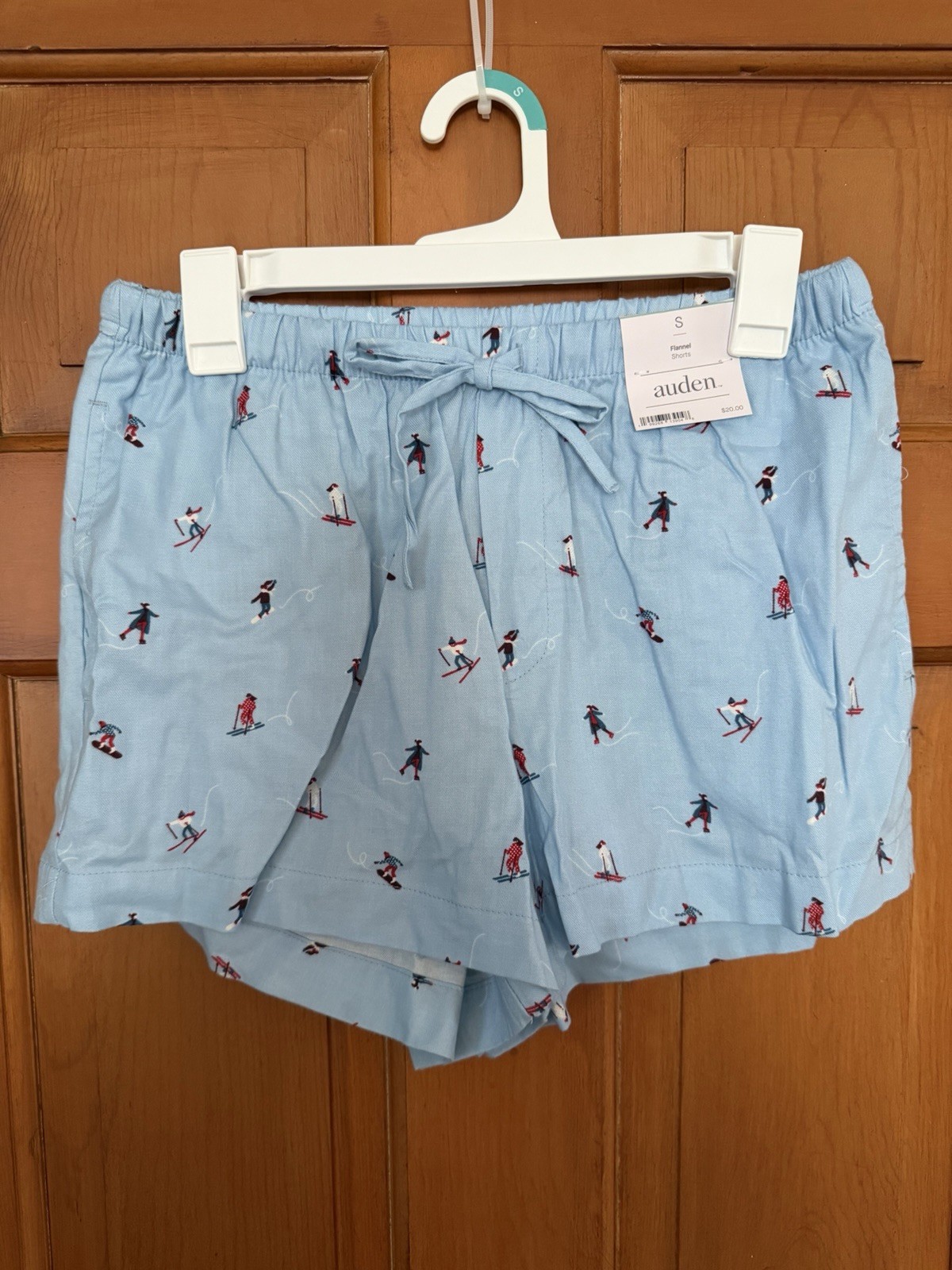 Women’s Auden Blue Skiing Winter Sports Flannel Pajama Shorts Size Small NWT