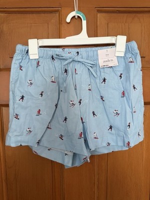 Women s Auden Blue Skiing Winter Sports Flannel Pajama Shorts Size Small NWT