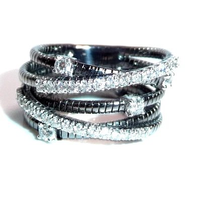 Ring 750 Gold schwarz rhodiniert 0.80ct. Diamanten Gr 53-54 / 17 mm 9,3 g Italy - Bild 1 von 4
