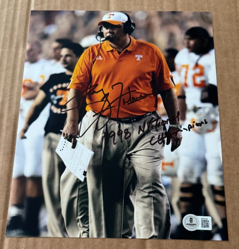PHIL FULMER SIGNED TENNESSEE VOLUNTEERS 8X10 PHOTO BECKETT COA HAND SIGNED 