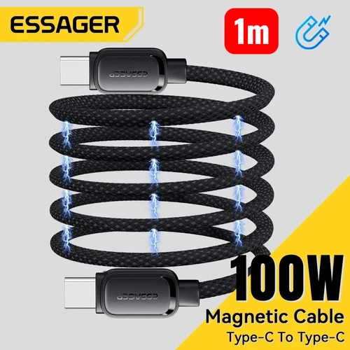 Essager 100W PD Magnetic USB C to Type C Cable Anti Tangle Fast Charging