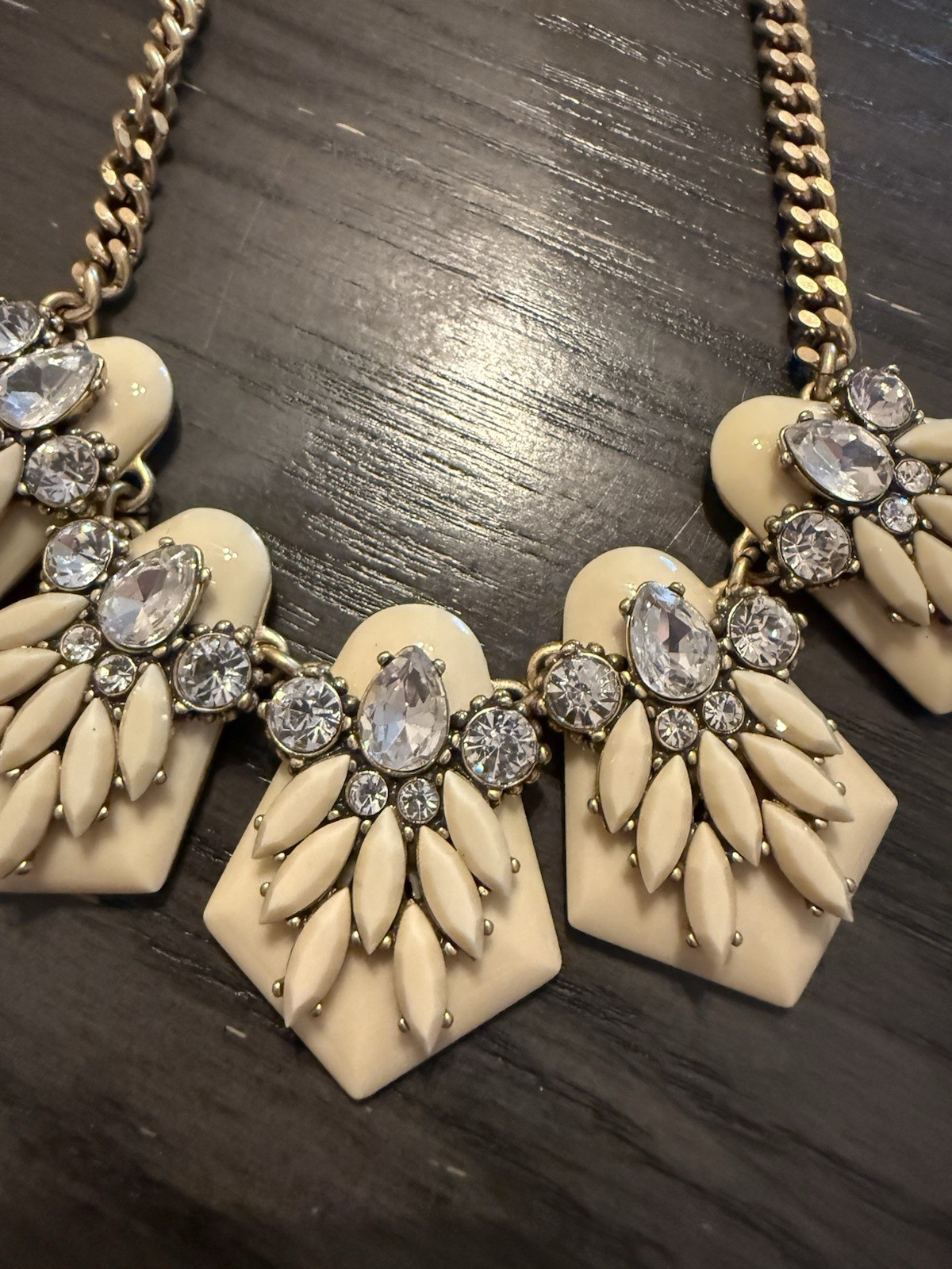 J.Crew Statement Necklace  Cluster Rhinestone Ena… - image 2