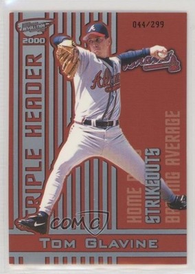 2000 Revolution Triple Header Holographic Silver 44/299 Tom Glavine #22 HOF y0i