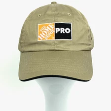 Home Depot Pro Hat Cap Strap Back Khaki Workwear Canvas Embroidered Mens